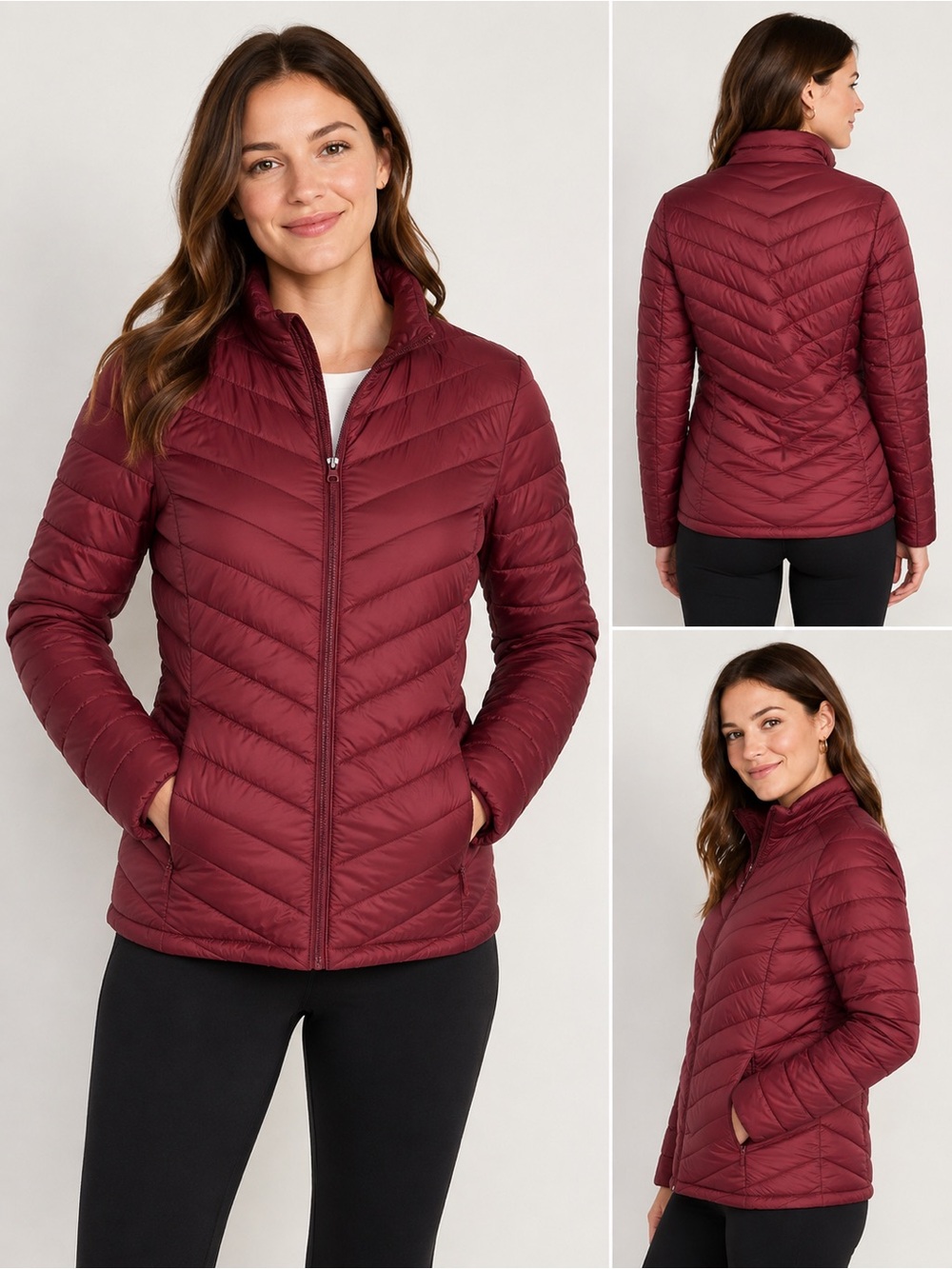Old Navy Active Women’s S Puffer Jacket Water Resistant Burgundy